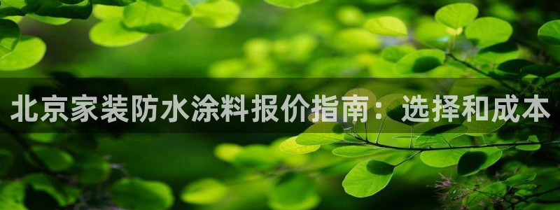 上海和记餐饮有限公司：北京家装防水涂料报价指南：选择和成本