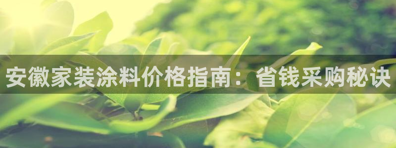 和记最新官方网址：安徽家装涂料价格指南：省钱采购秘诀